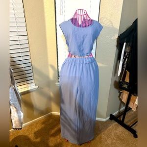 Two piece pant and crop top outfit